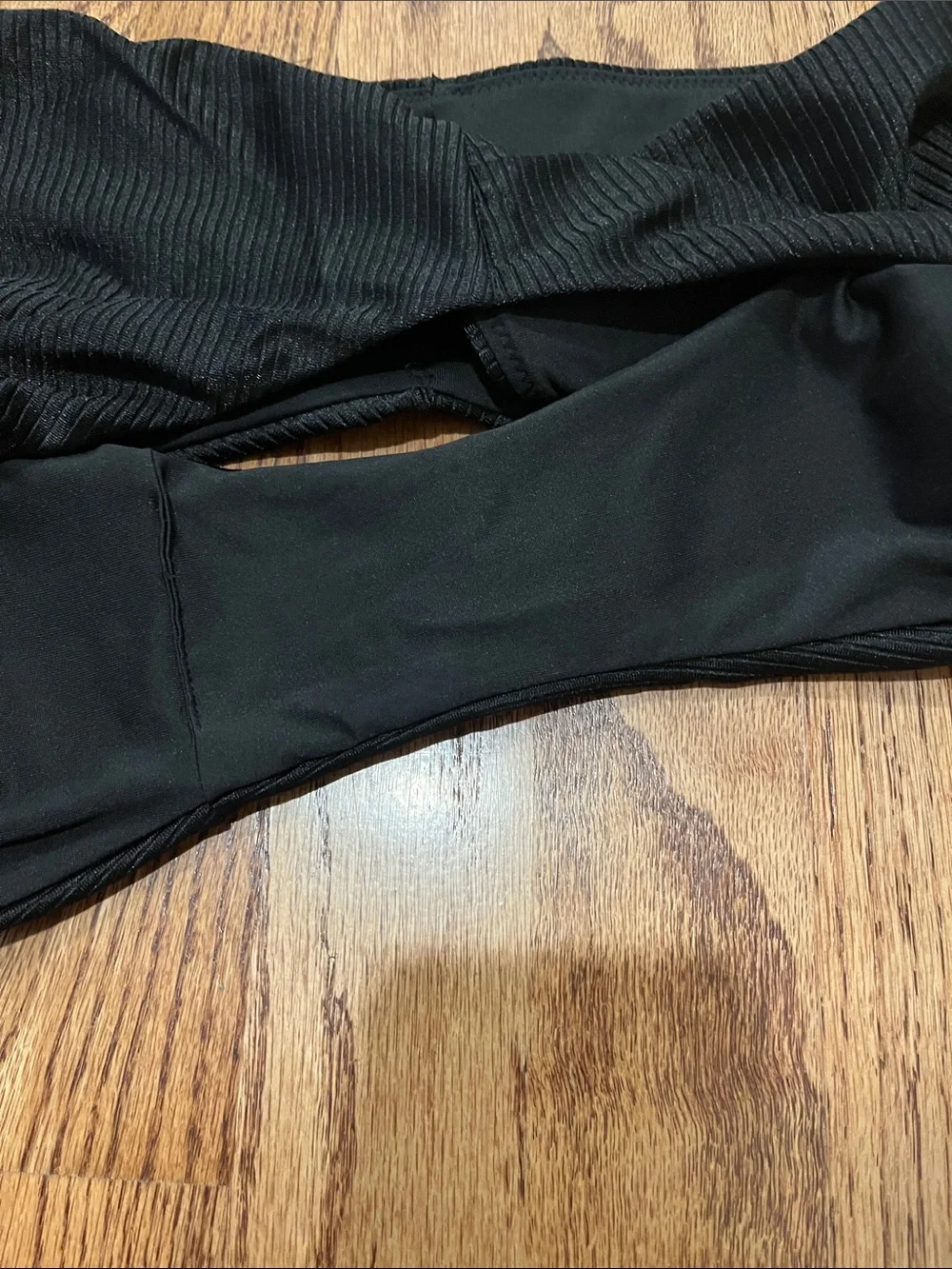PINK Victoria's Secret Black Ribbed High-Cut Bikini Bottoms